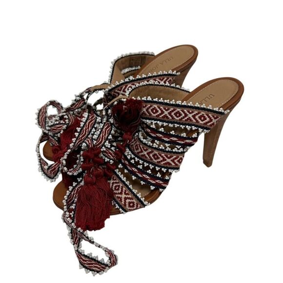 Ulla Johnson Beaded Sabina Tribal Ankle Wrap Heels NWT Sz. 7 - Picture 3 of 5